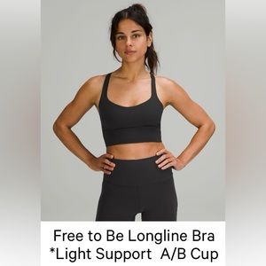 Lululemon Free to be Longline Bra Light Support A/B cup size 6 black used